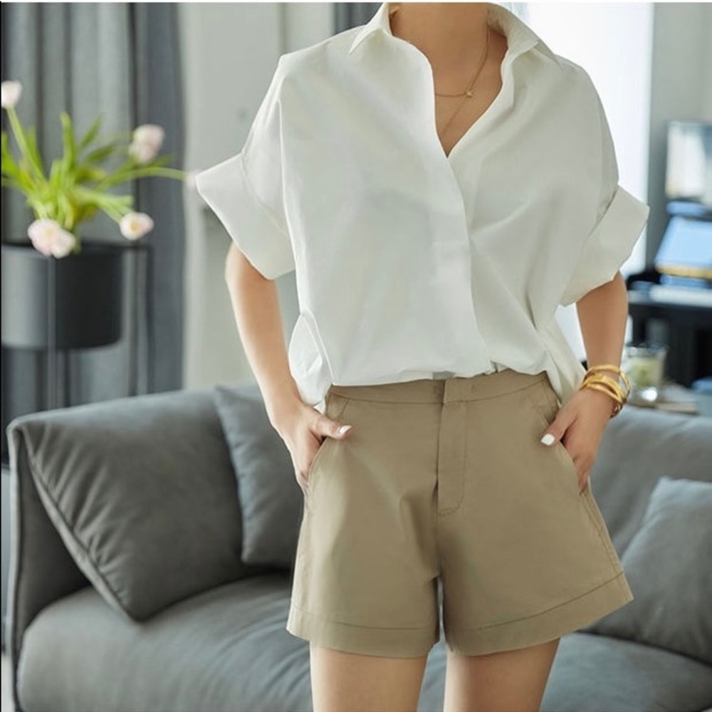 Oversized Short Sleeve White Shirt